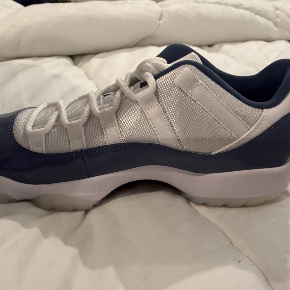 Jordan White and Blue Sneakers Sleek Design